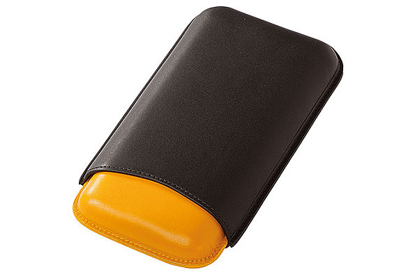 Gelb/Schwarz Leder Zigarrenetui für 3 Zigarren  Gelb/Schwarz Leder Zigarrenetui für 3 Zigarren