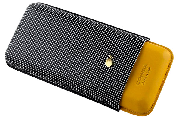 Cohiba Schwarz-Weiß / Gelb Leder Zigarrenetui für 3 Zigarren Cohiba Schwarz-Weiß / Gelb Leder Zigarrenetui für 3 Zigarren