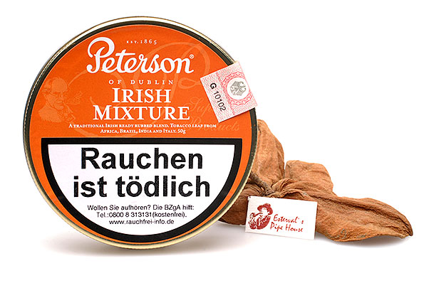 Peterson Irish Mixture (Whiskey) Pipetobacco 50g Tin Estervals Pipe House
