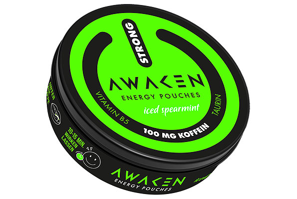 AWAKEN Energy Pouches STRONG Iced Spearmint 12g Tin AWAKEN Energy Pouches STRONG Iced Spearmint 12g Tin
