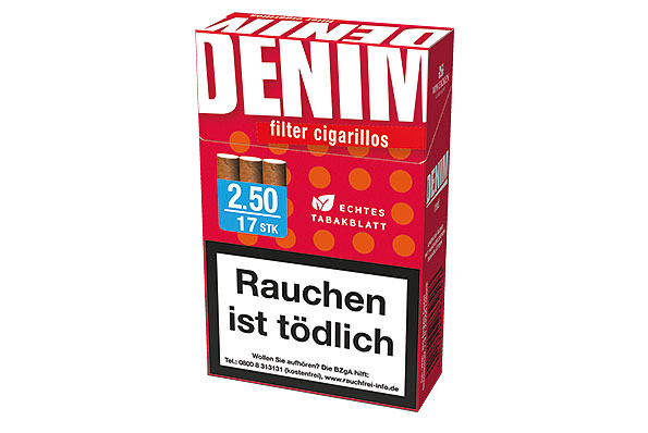 Denim Red Natural Wrapper 17 Filter Cigarillos  Denim Red Natural Wrapper 17 Filter Cigarillos