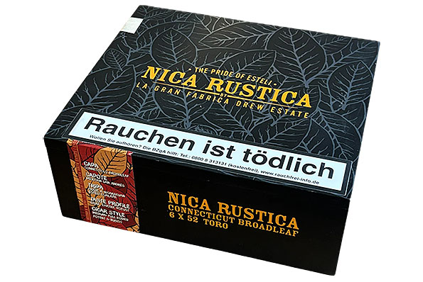 Drew Estate Nica Rustica Broadleaf Toro 25er Kiste geschlossen