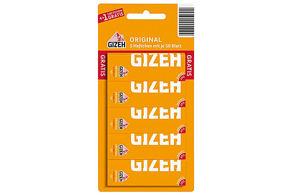 Gizeh Gelb Zigarettenpapier Blisterkarte 4+1 (250 Blätter) Gizeh Gelb Zigarettenpapier Blisterkarte 4+1 (250 Blätter)
