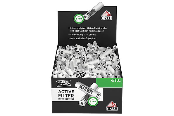 Gizeh Activated Carbon Filter 8mm (200 Filters) Gizeh Activated Carbon Filter 8mm (200 Filters)