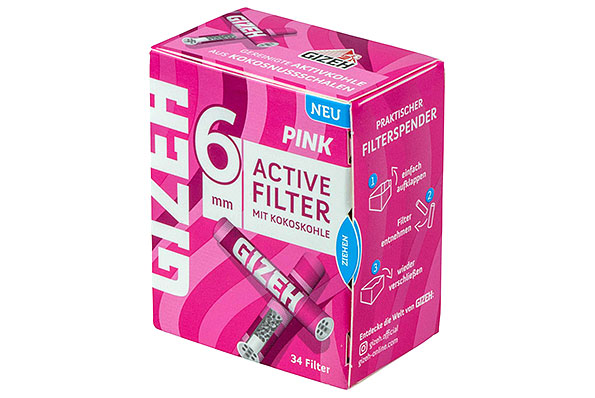 Gizeh Pink Aktivkohlefilter 6mm (34 Filter) Gizeh Pink Aktivkohlefilter 6mm (34 Filter)