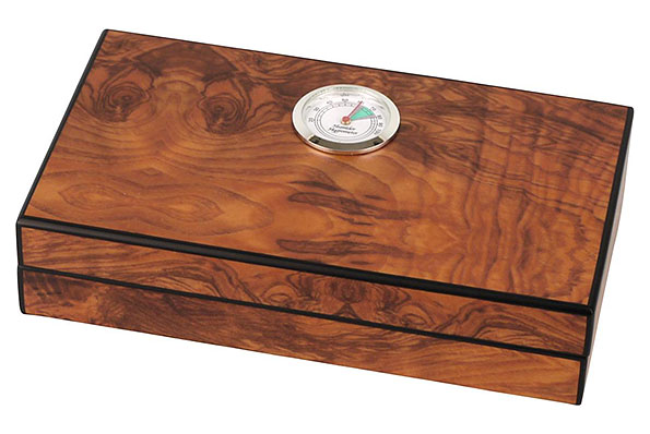 Mini cigar humidor burl wood decor matt for approx. 4 cigars  Mini cigar humidor burl wood decor matt for approx. 4 cigars