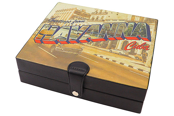Humidor Havanna Leder schwarz/bunt für ca. 8-10 Zigarren Humidor Havanna Leder schwarz/bunt für ca. 8-10 Zigarren