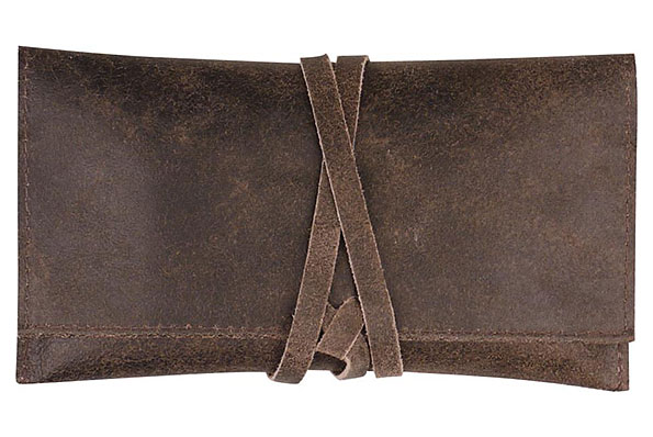 Leather Brown Used Look with Leather Strap Tobacco Pouch Leather Brown Used Look with Leather Strap Tobacco Pouch