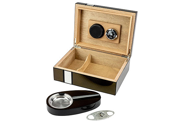 Zigarren Humidor-Set 2-tone Laserfinish Detailansicht Innen mit Tray