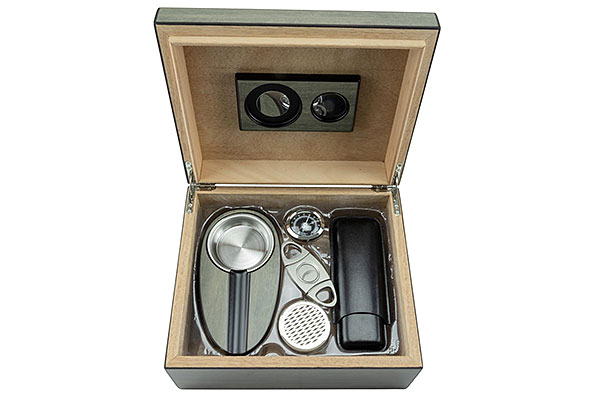 Zigarren Humidor-Set Eiche grau Detailansicht Innen