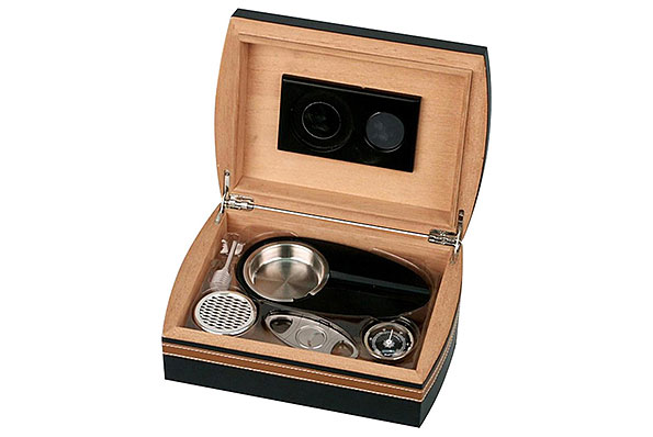 Zigarren Humidor-Set schwarz/braun Lederoptik inkl. Zubehör Zigarren Humidor-Set schwarz/braun Lederoptik inkl. Zubehör