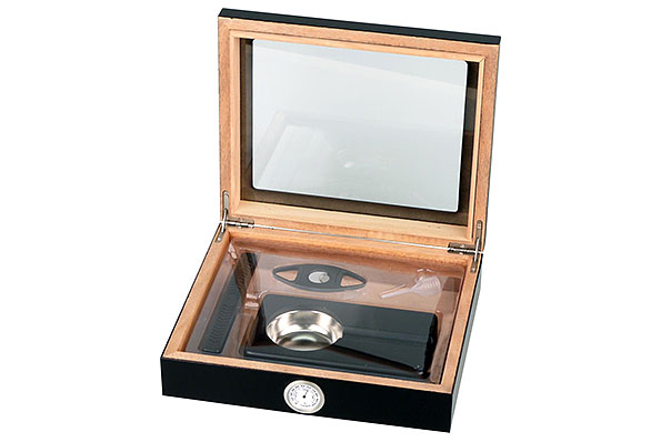 Zigarren Humidor-Set schwarz mit Glasdeckel inkl. Zubehör Zigarren Humidor-Set schwarz mit Glasdeckel inkl. Zubehör