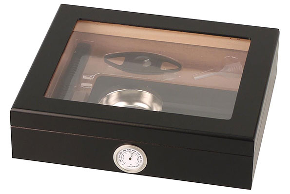 Zigarren Humidor-Set schwarz Frontansicht geschlossen