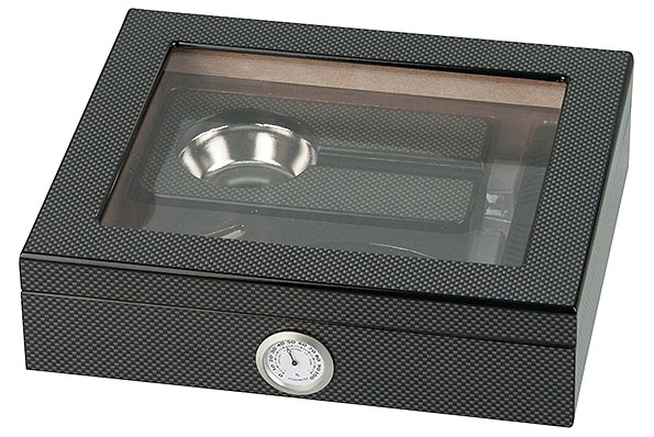 Zigarren Humidor-Set Carbon-Design Frontansicht geschlossen