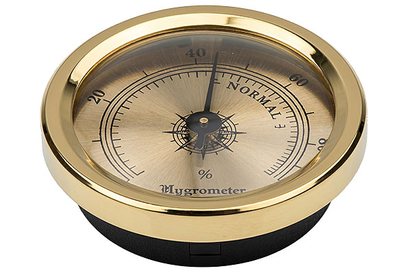 Analoges Humidor Hygrometer Gold Rund (45mm) mit Magnet