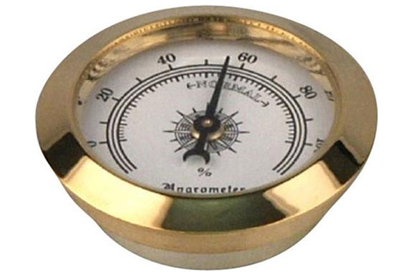 Analog Humidor Hygrometer Gold Round with Magnet