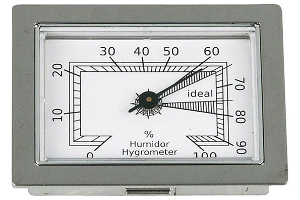 Analog Humidor Hygrometer Chrome Rectangular with Magnet