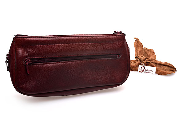 Leonardo Rinaldi Leather Tobacco Pouch Back View Zipper
