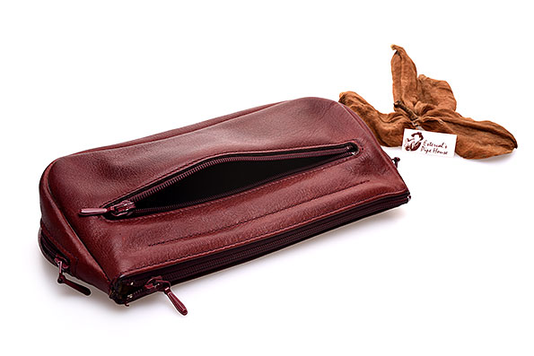 Leonardo Rinaldi Leather Tobacco Pouch Detail View Accessory Compartment