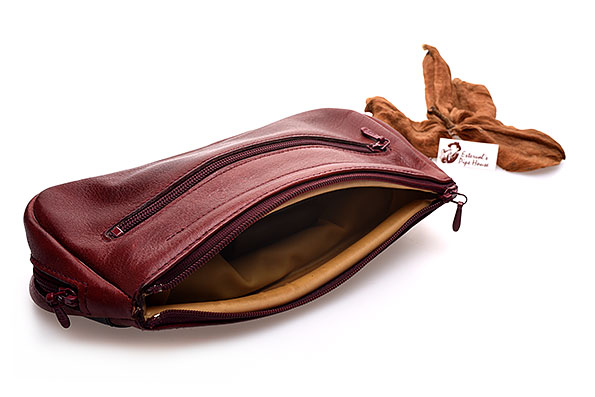 Leonardo Rinaldi Leather Tobacco Pouch Open Main Pocket Inside View