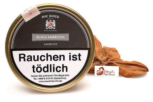 Mac Baren Black Ambrosia Loose Cut Pipe tobacco 100g Tin Mac Baren Black Ambrosia Loose Cut Pipe tobacco 100g Tin