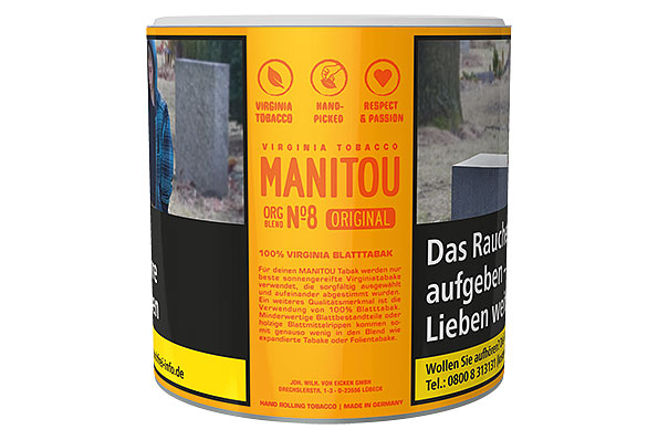 Manitou Organic Blend No. 8 Gold Cigarette tobacco 80g Tin Manitou Organic Blend No. 8 Gold Cigarette tobacco 80g Tin