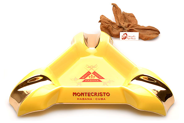 Montecristo Porcelain Cigar Ashtray Yellow-Gold Montecristo Porcelain Cigar Ashtray Yellow-Gold