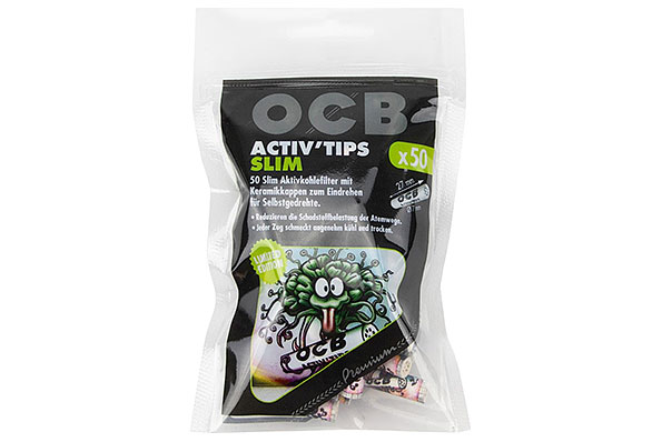 OCB Activ'Tips Slim Activated Carbon Filter 7mm (50 Filters)
