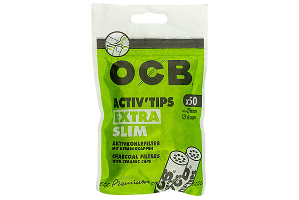 OCB Activ'Tips Extra Slim Aktivkohlefilter 6mm (50 Filter) OCB Activ'Tips Extra Slim Aktivkohlefilter 6mm (50 Filter)