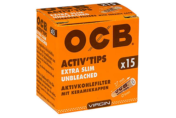 OCB Activ'Tips Extra Slim Aktivkohlefilter 6mm (15 Filter) OCB Activ'Tips Extra Slim Aktivkohlefilter 6mm (15 Filter)