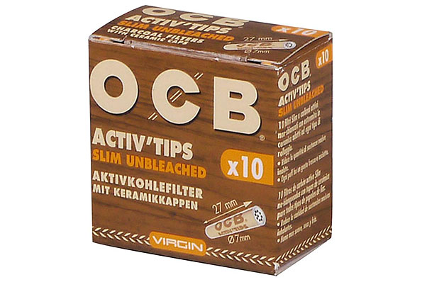 OCB Activ'Tips Slim Unbleached Carbon Filter 7mm (10 Filters) OCB Activ'Tips Slim Unbleached Carbon Filter 7mm (10 Filters)