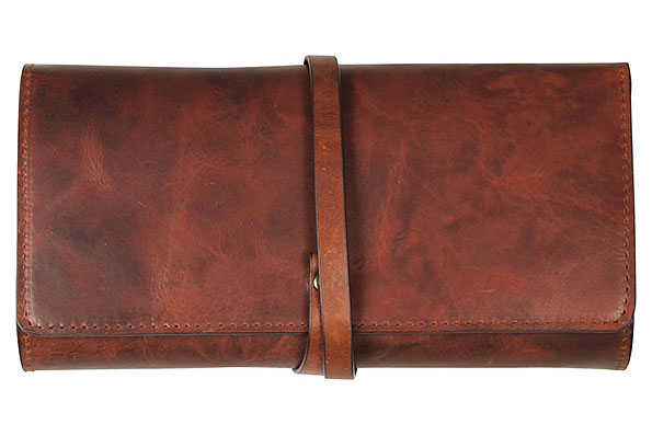 Passatore Leder Braun Antik Pfeifen-Rollbeutel für 2 Pfeifen Passatore Leder Braun Antik Pfeifen-Rollbeutel für 2 Pfeifen