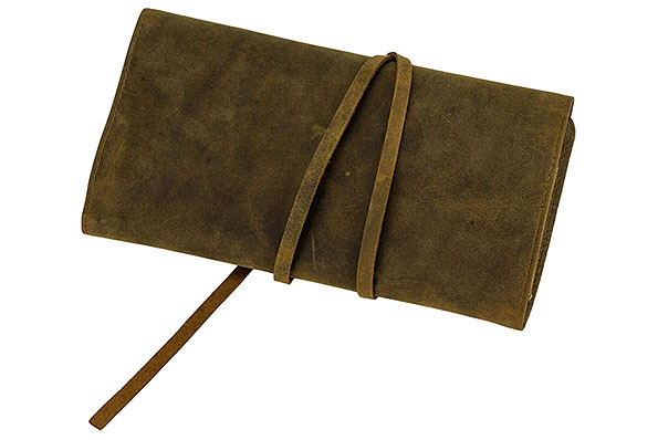 Passatore Leder Antikbraun Pfeifen-Rollbeutel für 2 Pfeifen Passatore Leder Antikbraun Pfeifen-Rollbeutel für 2 Pfeifen