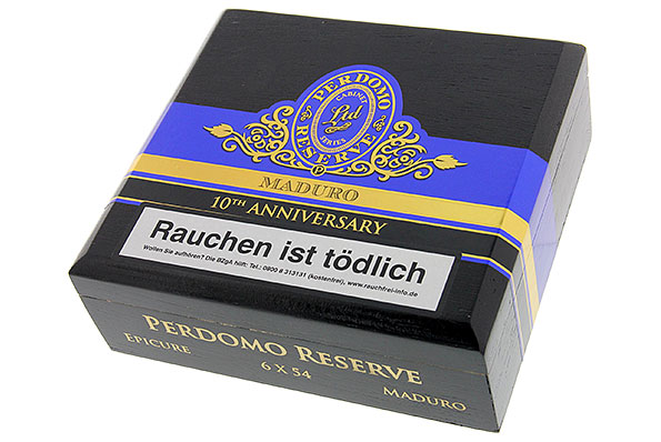 Perdomo Reserve 10th Anniversary Maduro Epicure 25er Kiste geschlossen