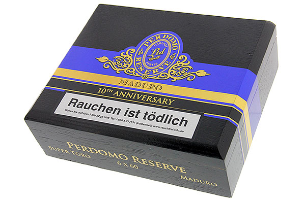 Perdomo Reserve 10th Anniversary Maduro Super Toro 25er Kiste geschlossen