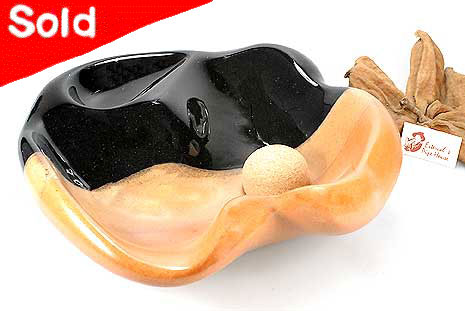 Pipe Ashtray Ceramic Black/Brown for one Pipe