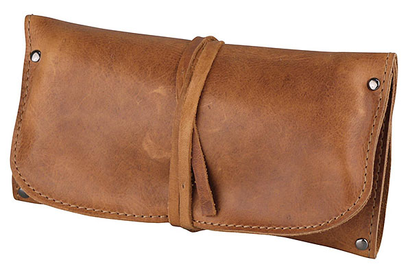 Roll-up Bag Leather Antique Brown Pipe for 1 Pipe