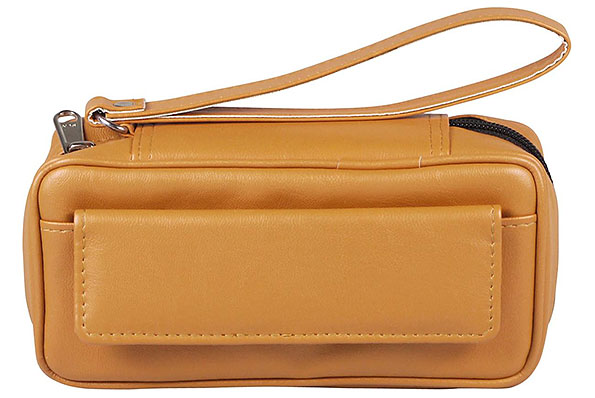 Pfeifentasche Lederoptik Hellbraun f�r 2 Pfeifen