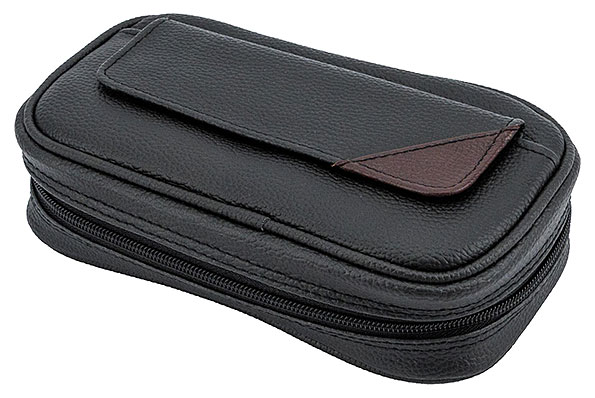 Pfeifentasche Lederoptik Schwarz/Burgund f�r 2 Pfeifen