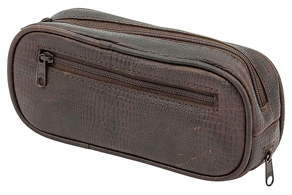 Pfeifentasche Leder Braun Antik Snake Print f�r 2 Pfeifen