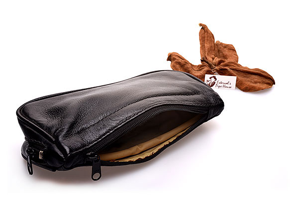No Name Tabaktasche Leder Schwarz Tabakfach ge�ffnet