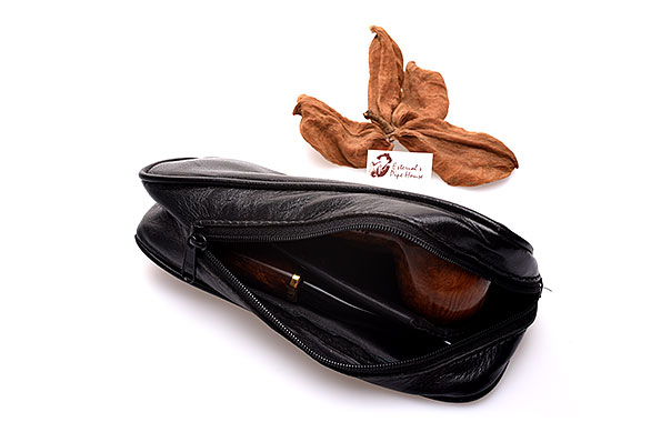 No Name Tabaktasche Leder Schwarz Zubeh�rfach mit Pfeife best�ckt