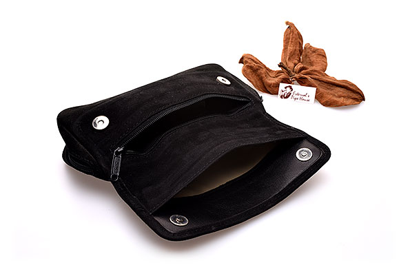 Martin Wess Kombitasche Veloursleder Schwarz Tabakfach mit Rei�verschluss offen