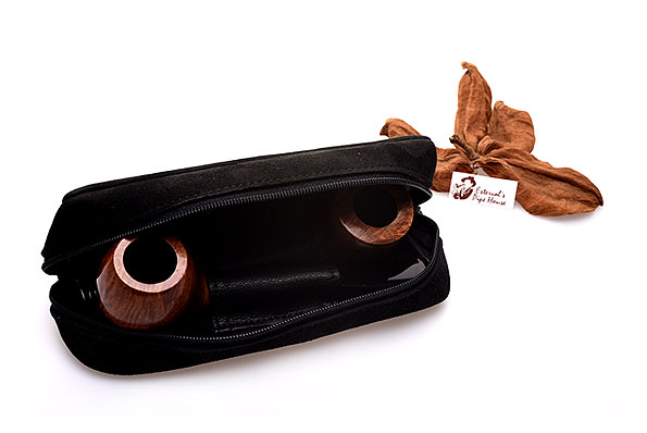 Martin Wess Kombitasche Veloursleder Schwarz Pfeifenfach mit 2 Pfeifen best�ckt