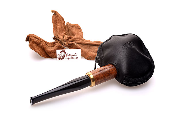 Savinelli Pfeifenkopf-Schutztasche Leder Schwarz best�ckt mit Pfeife
