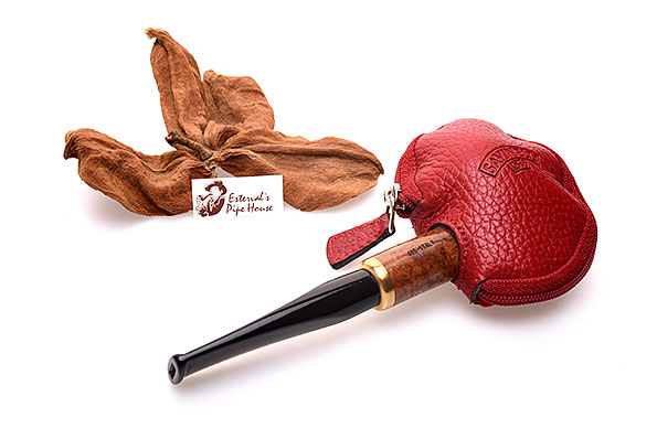 Savinelli Pfeifenkopf-Schutztasche Leder Rot best�ckt mit Pfeife