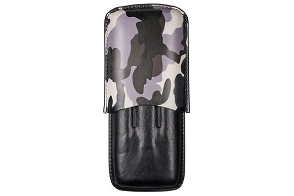 Zigarrenetui Leder schwarz/grau "Camouflage" für 3 Zigarren Zigarrenetui Leder schwarz/grau "Camouflage" für 3 Zigarren