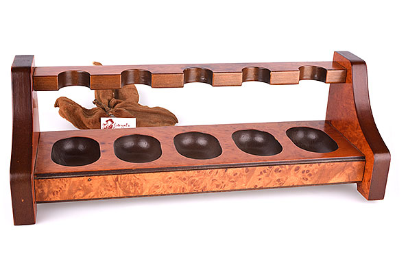 Savinelli Wooden Pipe Stand for 5 Pipes Estate Savinelli Wooden Pipe Stand for 5 Pipes Estate