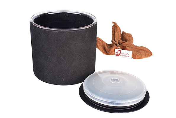 Acrylic Pipe Tobacco Jar with Faux Leather Cover Estate