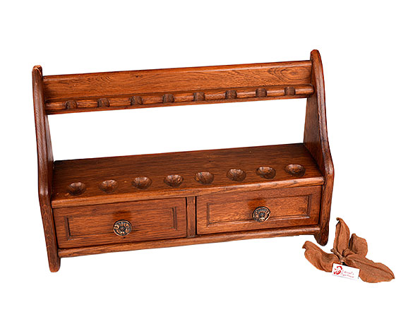 Wooden Pipe Stand for 8 Pipes with two Drawers Estate  Wooden Pipe Stand for 8 Pipes with two Drawers Estate